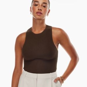 NWT ARITZIA Sculpt Knit Racer Tank Coffee Bean S